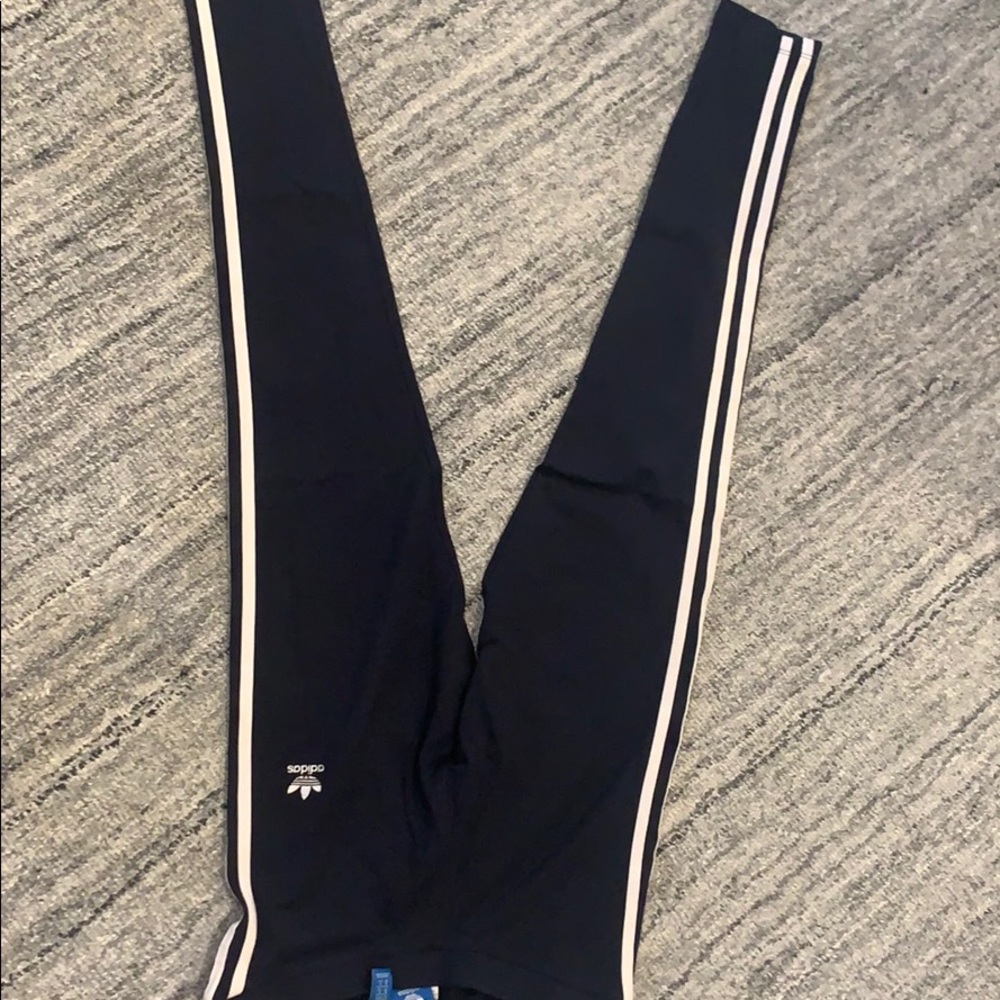 Navy and white adidas leggings. Barely worn